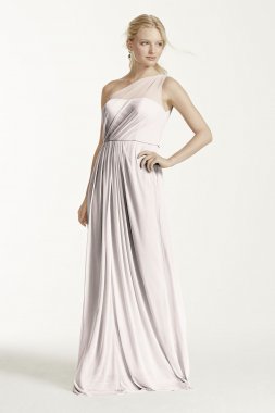 Long Mesh Dress with One Shoulder Neckline F15928