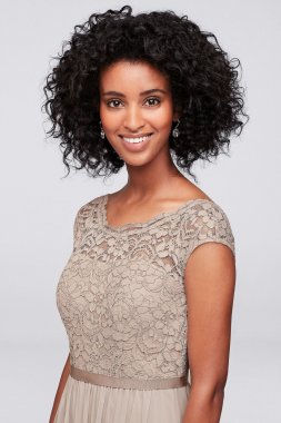 Short Lace and Mesh Dress with Illusion Neckline F17019