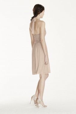 Short Lace Mesh Dress with Halter Neckline F17020