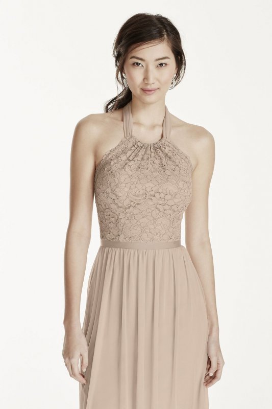 Short Lace Mesh Dress with Halter Neckline F17020
