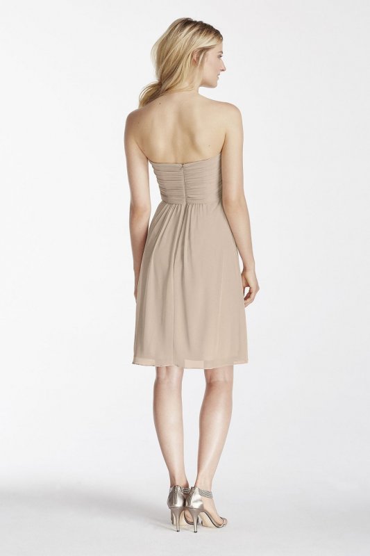 Short Strapless Bridesmaid Dress with Pleated Top F17048