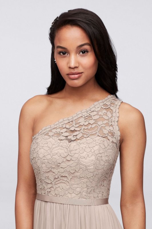 One Shoulder Long Lace Bridesmaid Dress F17063