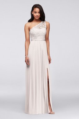 One Shoulder Long Lace Bridesmaid Dress F17063