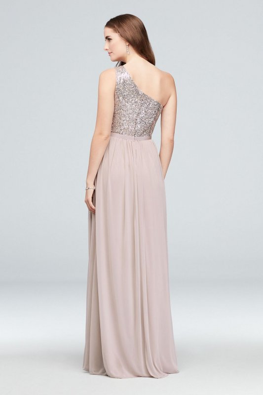 Sequin and Mesh One-Shoulder Bridesmaid Dress F17063S