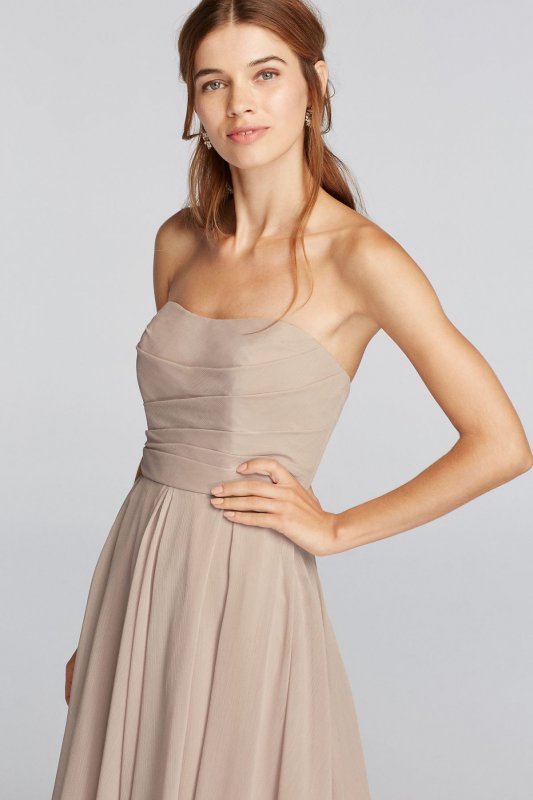 Strapless Pleated Bodice Dress F18028