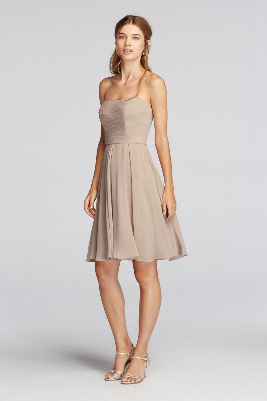 Strapless Pleated Bodice Dress F18028
