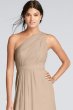 Long One-Shoulder Crinkle Chiffon Dress F18055
