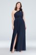 Long One-Shoulder Crinkle Chiffon Dress F18055