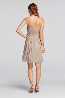 Short Scalloped Strapless Lace Mesh Dress F18094