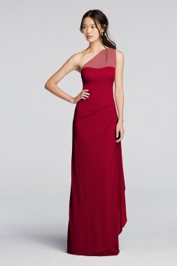 Long Mesh One Shoulder Illusion Dress F19074