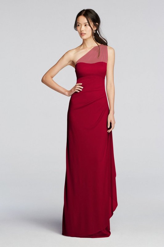 Long Mesh One Shoulder Illusion Dress F19074