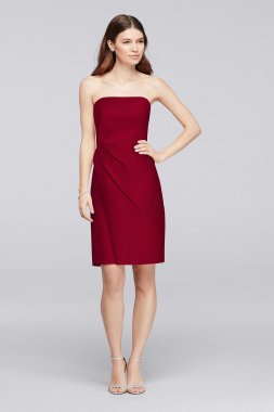 Mikado Short Bridesmaid Dress with Side Pleats F19225