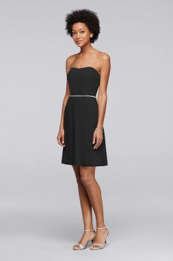 Chiffon Short Bridesmaid Dress with Beaded Belt F19228