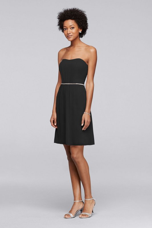 Chiffon Short Bridesmaid Dress with Beaded Belt F19228