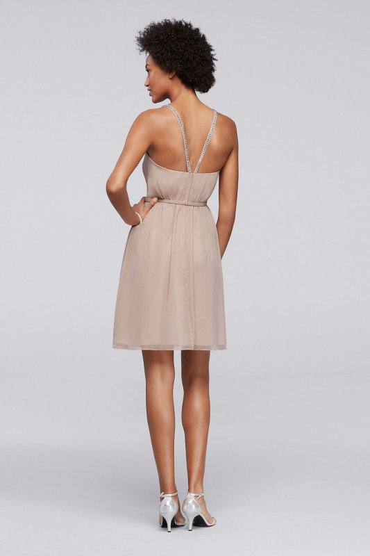 Chiffon Short Bridesmaid Dress with Pleating F19229
