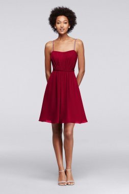 Chiffon Short Bridesmaid Dress with Pleating F19229
