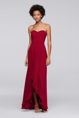 Strapless Bridesmaid Dress with High-Low Hem F19262