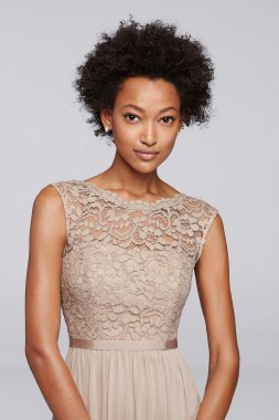 Lace Bridesmaid Dress with Long Mesh Skirt F19328