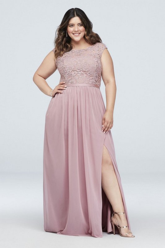 Lace Bridesmaid Dress with Long Mesh Skirt F19328