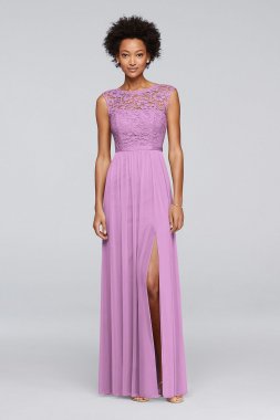 Lace Bridesmaid Dress with Long Mesh Skirt F19328
