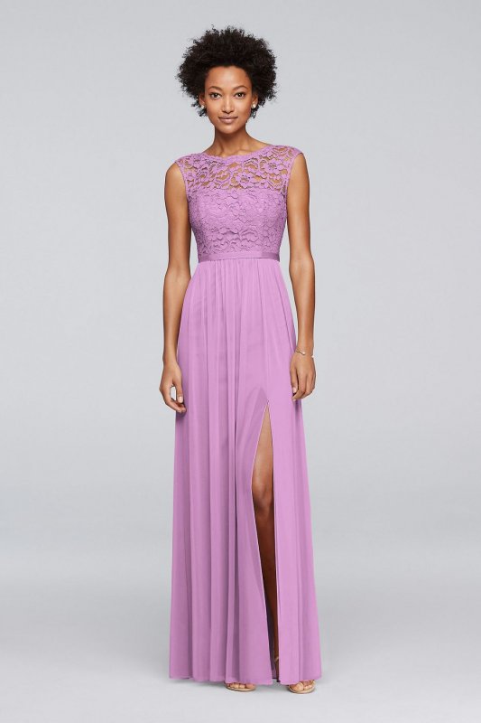 Lace Bridesmaid Dress with Long Mesh Skirt F19328