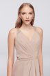 Chiffon V-Neck Dress with Lace Back F19439