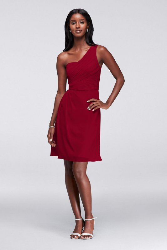 Crinkle Chiffon One-Shoulder Dress F19446