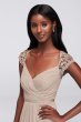 Long Mesh Dress with Lace Cap Sleeves F19505