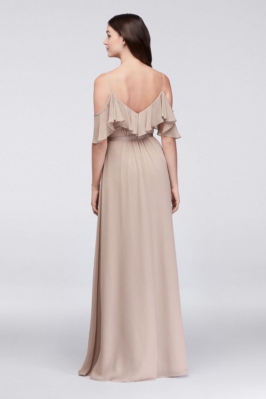 Cold-Shoulder Crinkle Chiffon Bridesmaid Dress F19508