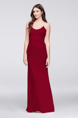 Chiffon Sheath Bridesmaid Dress with Beaded Straps F19526
