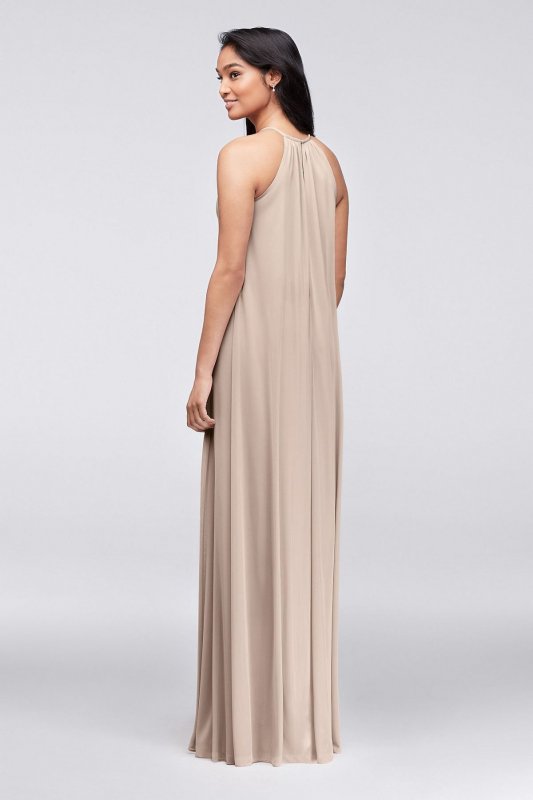 Bridesmaid Soft Mesh Halter Dress with Slim Sash F19533