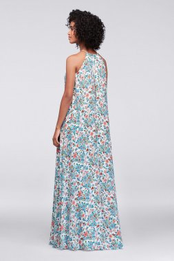 Printed Georgette Halter Bridesmaid Dress F19533P