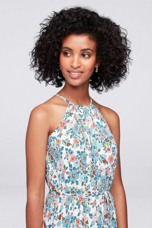 Printed Georgette Halter Bridesmaid Dress F19533P