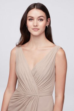 Faux-Wrap Pleated Chiffon Bridesmaid Dress F19585