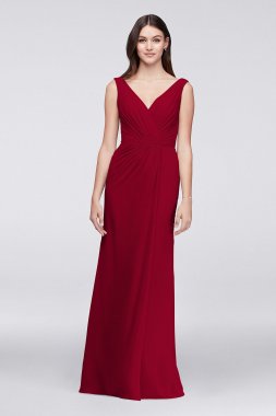 Faux-Wrap Pleated Chiffon Bridesmaid Dress F19585