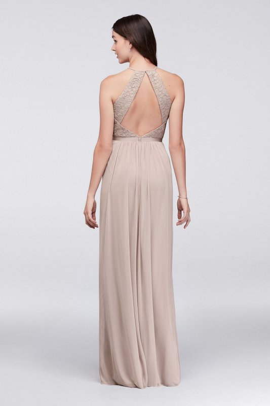 Mesh Open-Back Lace Bridesmaid Dress F19608
