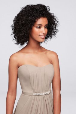 Strapless Chiffon Bridesmaid Dress with Swag Skirt F19650