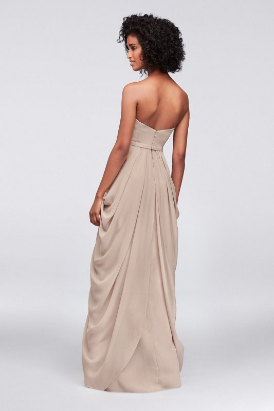 Strapless Chiffon Bridesmaid Dress with Swag Skirt F19650