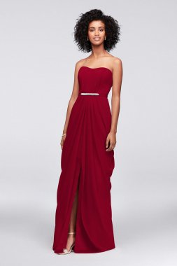 Strapless Chiffon Bridesmaid Dress with Swag Skirt F19650