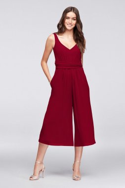 Tie-Back Crinkle Chiffon Bridesmaid Jumpsuit F19741