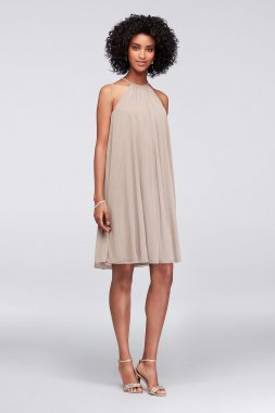 Soft Mesh Halter Short Bridesmaid Dress F19751