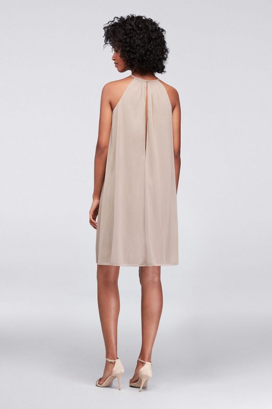 Soft Mesh Halter Short Bridesmaid Dress F19751