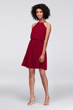 Soft Mesh Halter Short Bridesmaid Dress F19751