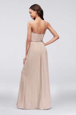 Double-Strap Long Georgette Bridesmaid Wrap Dress F19755