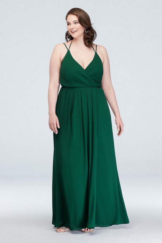 Double-Strap Long Georgette Bridesmaid Wrap Dress F19755