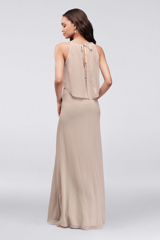 Flounced Crinkle Chiffon Sheath Bridesmaid Dress F19773