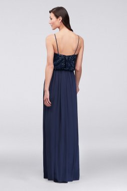 Long Sequin Blouson Bridesmaid Dress F19788
