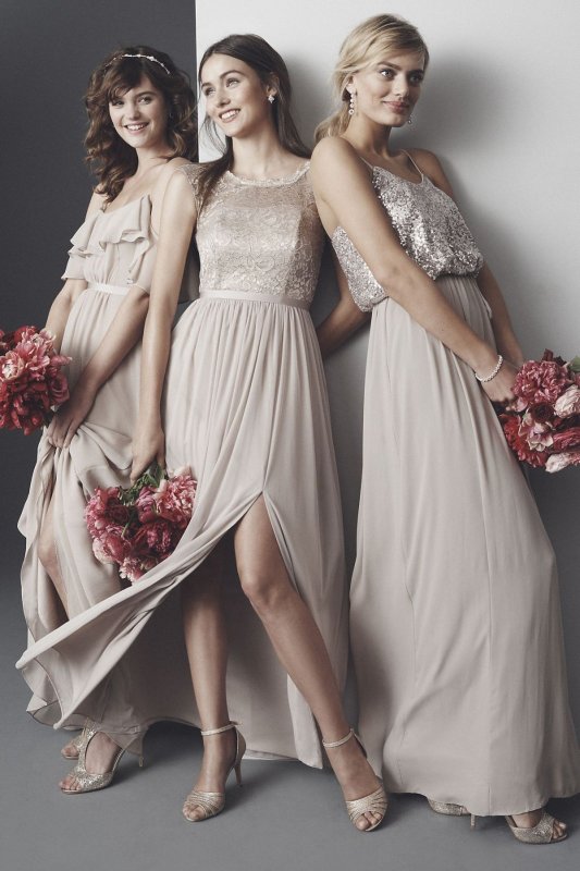 Long Sequin Blouson Bridesmaid Dress F19788