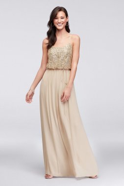 Long Sequin Blouson Bridesmaid Dress F19788