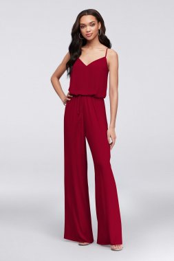 Flowy Wide-Leg Georgette Bridesmaid Jumpsuit F19790